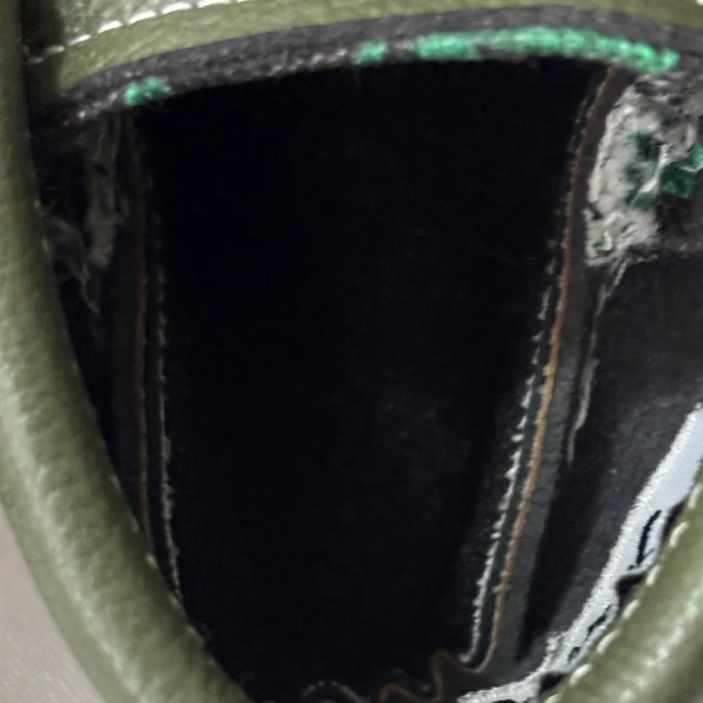 Texas Moccs Kids Moccasins with Green and Black Design